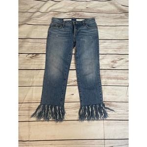 Pilcro and The Letterpress Hyphen Boho Frayed Hem Cropped Size 26 Jeans